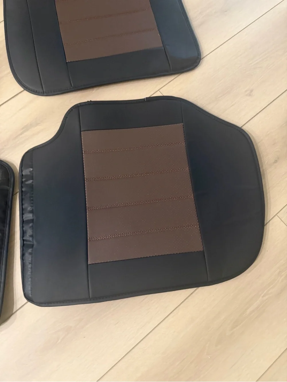 Premium Two-Tone Full Set Car Seat Covers (Black & Brown)
